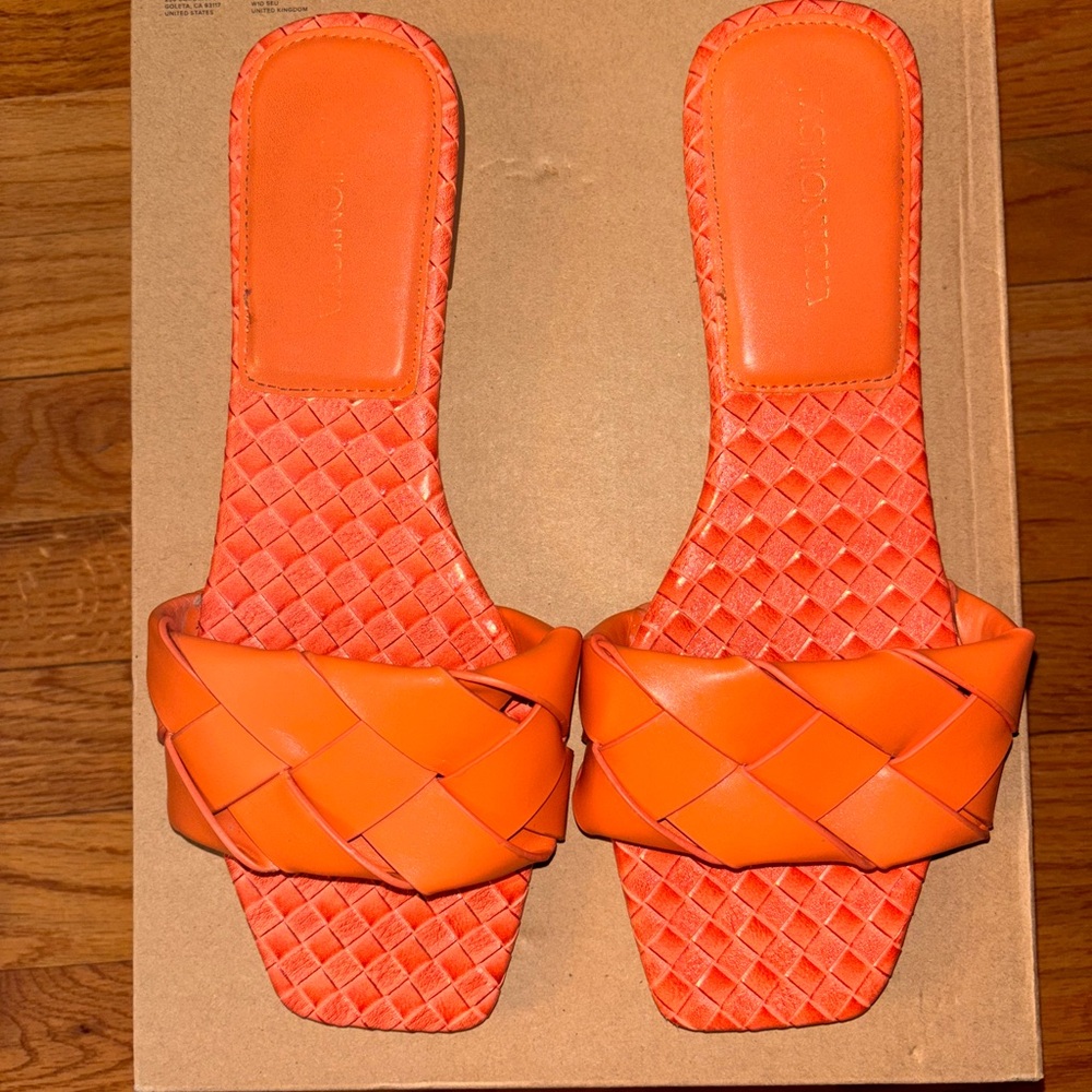 Woven Orange Women's Sandals - Size 10